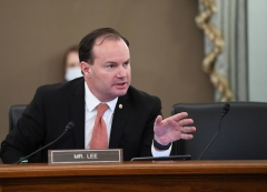 Senator Mike Lee (R-UT) speaks during an oversight hearing to examine the Federal Communications Commission on June 24, 2020in Washington, DC. (Photo by JONATHAN NEWTON/POOL/AFP via Getty Images)