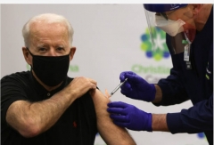 President-elect Joe Biden gets the second dose of the Pfizer/BioNTech COVID-19 vaccine, Jan. 11, 2021. (Photo by Alex Wong/Getty Images)