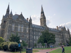Featured is part of Georgetown University's campus. (Photo credit: DANIEL SLIM/AFP via Getty Images)