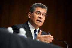 Xavier Becerra, nominee for Secretary of Health and Human Services, answers questions during his Senate Finance Committee nomination hearing on February 24, 2021 at Capitol Hill in Washington, DC. - If confirmed, Becerra would be the first Latino secretary of HHS. (Photo by GREG NASH/POOL/AFP via Getty Images)