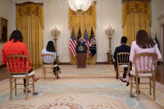 President Joe Biden speaks during his first press briefing in the East Room of the White House in Washington, DC, on March 25, 2021. (Photo by JIM WATSON/AFP via Getty Images)