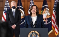 Vice President Kamala Harris speaks at Emory University in Atlanta, Georgia on Friday. (Photo by Eric Baradat/AFP via Getty Images