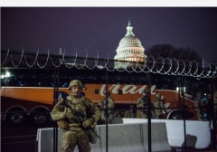 This is the current fence, which runs around Capitol Hill, that was constructed after Jan. 6 riot. (Photo by Liz Lynch/Getty Images)