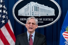 Attorney General Merrick Garland speaks about a jurys verdict in the case against former Minneapolis Police Officer Derek Chauvin in the death of George Floyd, at the Department of Justice on April 21, 2021 in Washington, DC. (Photo by ANDREW HARNIK/POOL/AFP via Getty Images)