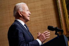 President Joe Biden speaks from the Treaty Room in the White House on April 14, 2021 in Washington, D.C. about the withdrawal of the remainder of U.S. troops from Afghanistan. (Photo credit: ANDREW HARNIK/POOL/AFP via Getty Images)