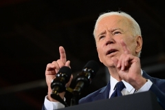 President Joe Biden outlines his American jobs/"infrastructure" plan in Pittsburgh, Pennsylvania, on March 31, 2021. (Photo by JIM WATSON/AFP via Getty Images)