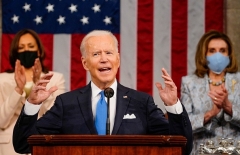 President Joe Biden addresses a joint session of Congress on April 28, 2021. (Photo by MELINA MARA/POOL/AFP via Getty Images)