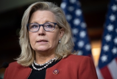 Rep. Liz Cheney (R-WY) speaks during a press conference on Capitol Hill. (Photo credit: SAUL LOEB/AFP via Getty Images)