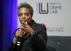 Chicago Mayor Lori Lightfoot has come under fire for refusing to grant interviews to white journalists. (Photo credit: KAMIL KRZACZYNSKI/AFP via Getty Images)