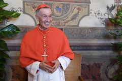 Newly elevated cardinal, Luis Francisco Ladaria Ferrer from Spain, attends the courtesy visit of relatives following a consistory for the creation of new cardinals on June 28, 2018 in the Apostolic Palace at St Peter's Basilica in Vatican. (Photo credit: ANDREAS SOLARO/AFP via Getty Images)