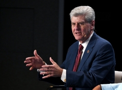 Former Mississippi Gov. Phil Bryant (R) participates in a panel discussion during the annual Milken Institute Global Conference. (Photo credit: Michael Kovac/Getty Images)