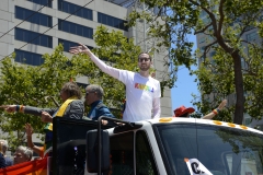State Sen. Scott Wiener (C-DA) greets parade participants during the San Francisco Gay Pride parade on June 30, 2019. (Photo credit: