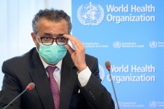 WHO Director-General Tedros Adhanom Ghebreyesus in Geneva on Monday. (Photo by Laurent Gillieron/Pool/AFP via Getty Images)