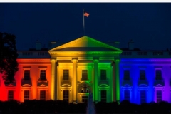 The White House, then occupied by President Barack Obama, was blanketed in rainbow colors symbolizing LGBT pride on June 26, 2015. (Photo by Molly Riley/AFP via Getty Images)