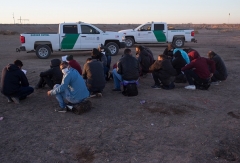 Border Patrol agents detain a group of Brazilians who crossed into the United States from Mexico on April 30, 2021 near San Luis, Arizona. (Photo by Andrew Lichtenstein/Corbis via Getty Images)