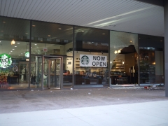 Storefronts along the Loop neighborhood's Wabash Avenue, including that of Starbucks, show damage after a night of rioting against the death of George Floyd, Chicago, Ill., May 31, 2020. (Photo credit: Interim Archives/Getty Images)