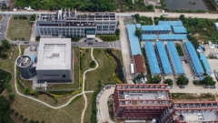 This aerial view shows the P4 laboratory (L) on the campus of the Wuhan Institute of Virology in Wuhan in China's central Hubei province on May 27, 2020. - Opened in 2018, the P4 lab conducts research on the world's most dangerous diseases and has been accused by some top US officials of being the source of the COVID-19 coronavirus pandemic. (Photo by HECTOR RETAMAL/AFP via Getty Images)