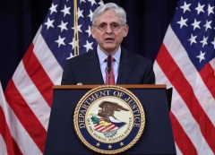 US Attorney General Merrick Garland speaks during an event at the Justice Department on June 15, 2021 in Washington, DC. - Garland addressed domestic terrorism during his remarks. (Photo by WIN MCNAMEE/POOL/AFP via Getty Images)