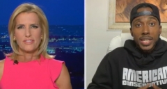 Fox News host Laura Ingraham speaks with anti-critical race theory dad Kory Yeshua. (Photo credit: Fox News)