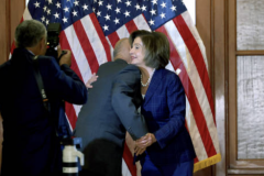 Speaker Nancy Pelosi embraces Afghan President Ashraf Ghani in the U.S. Capitol, June 25, 2021. (Photo by Anna Moneymaker/Getty Images)