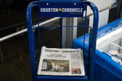 This photo taken on Feb. 12, 2019 shows the front page of the Houston Chronicle featuring a story on accusations of abuse in Southern Baptist churches at a gas station in Houston, Tex. (Photo credit: LOREN ELLIOTT/AFP via Getty Images)