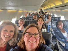Texas Democrats fly to the Capitol unmasked on a plane. (Photo credit: Twitter/JulieJohnsonTX)