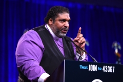 Rev. William Barber II speaks on-stage during the Democratic National Committee's summer meeting in San Francisco, Calif. on Aug. 23, 2019. (Photo credit: JOSH EDELSON/AFP via Getty Images)