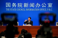 Zeng Yixin, China’s vice minister of the National Health Commission, addresses a previous briefing at the State Council Information Office in Beijing. (Photo by Noel Celis/AFP via Getty Images)