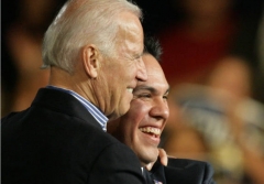 Then-Vice President Joe Biden with congressional candidate Pete Aquilar, Nov. 1, 2014. (Photo by Terry Pierson/MediaNews Group/The Press-Enterprise via Getty Images)