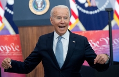 President Joe Biden misrepresents voting integrity legislation during a speech in Philadelphia on July 13, 2021. (Photo by SAUL LOEB/AFP via Getty Images)