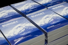 Copies of President Barack Obama's Fiscal Year 2017 budget are distributed by the Senate Budget Committee in February 2016. (Photo by SAUL LOEB/AFP via Getty Images)