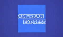 The American Express sponsor logo is seen on the backdrop of the 31st Annual Palm Springs International Film Festival Awards Gala. (Photo credit: CHRIS DELMAS/AFP via Getty Images)