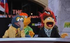 Muppet characters The Great Gonzo, Scooter, Walter and Animal arrive for Disney's