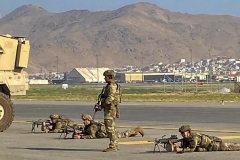 US soldiers at Kabul airport this week. (Photo by Shakib Rahmami/AFP via Getty Images)