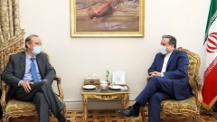 European External Action Service deputy director general Enrique Mora, in Tehran for the inauguration, meets on Wednesday with deputy foreign minister Abbas Araqchi. (Photo: Iranian foreign ministry)