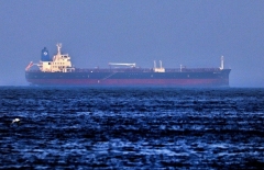 The Israeli-linked, Japanese-owned tanker MT Mercer Street is seen on August 3 following a drone attack in the Gulf of Oman. (Photo by KARIM SAHIB/AFP via Getty Images)