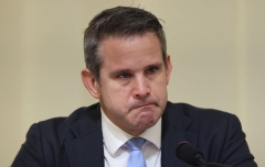 Representative Adam Kinzinger listens to testimony during the Select Committee investigation of the January 6, 2021, attack on the US Capitol, during their first hearing on Capitol Hill in Washington, DC, on July 27, 2021. - The committee is hearing testimony from members of the US Capitol Police and the Metropolitan Police Department who tried to protect the Capitol against insurrectionists on January 6, 2021. (Photo by JIM LO SCALZO/POOL/AFP via Getty Images)