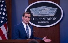 Pentagon Spokesman John Kirby speaks during a press briefing on the situation in Afghanistan at the Pentagon in Washington, DC on August 16, 2021. (Photo by ANDREW CABALLERO-REYNOLDS/AFP via Getty Images)