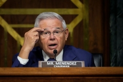 Committee chairman Sen. Bob Menendez (D-NJ) questions US Secretary of State Antony Blinken as he testifies during a Senate Foreign Relations Committee hearing on Capitol Hill, on September 14, 2021 in Washington, DC. - Blinken was questioned about the Biden administration's handling of the U.S. withdraw from Afghanistan. (Photo by DREW ANGERER/POOL/AFP via Getty Images)