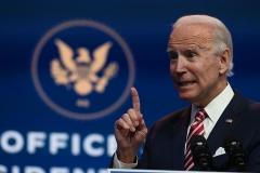 Joe Biden speaks at a press conference. (Photo credit: ROBERTO SCHMIDT/AFP via Getty Images)