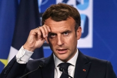 French President Emmanuel Macron at a NATO summit in Brussels last June. (Photo by Thomas Coex/AFP via Getty Images)