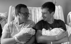 Pete Buttigieg and "husband" Chasten Buttigieg pose with two adopted children. (Photo credit: Twitter/Pete Buttigieg)