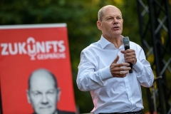 The latest polls place Olaf Scholz of the center-left SPD in leading position to be Germany’s next chancellor. (Photo by Jens Schlueter/ Pool /AFP via Getty Images)