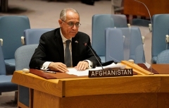 Afghanistan permanent representative Ghulam Isaczai. (Photo by Timothy A. Clary/AFP via Getty Images)