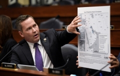 Rep. Michael Waltz, R-Florida, questions U.S. Central Command commander Gen. Kenneth McKenzie during a House Armed Services Committee hearing on Wednesday.  (Photo by Olivier Douliery/Pool/AFP via Getty Images)