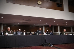 Defense Secretary Lloyd Austin, Chairman of the Joint Chiefs of Staff Gen. Mark Milley, and CENTCOM Commander Gen. Kenneth McKenzie testify before the Senate Armed Services Committee on September 28, 2021. (Photo by MANDEL NGAN/AFP via Getty Images)