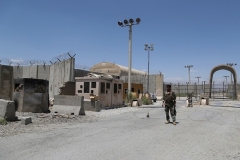 An Afghan National Army soldier stands guard at Bagram Air Base, after all US and NATO troops left, on July 2, 2021. (Photo by ZAKERIA HASHIMI/AFP via Getty Images)