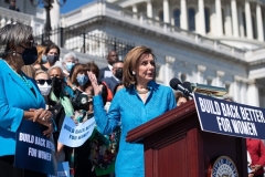 Speaker of the House Nancy Pelosi (D-Calif.) joins fellow Democrats in promoting Joe Biden's Build Back Better agenda on September 24, 2021. (Photo by SAUL LOEB/AFP via Getty Images)