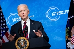 President Joe Biden speaks at the White House during a climate change virtual summit on April 22, 2021. (Photo by BRENDAN SMIALOWSKI/AFP via Getty Images)