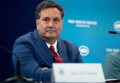 White House Chief of Staff Ron Klain attends a briefing on wildfires ahead of the wildfire season hosted by US President Joe Biden with cabinet members, government officials, as well as governors of several western states, in the Eisenhower Executive Office Building in Washington, DC, June 30, 2021. (Photo by SAUL LOEB/AFP via Getty Images)